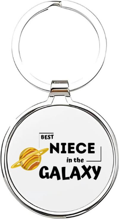 Akyol - best niece in the galaxy Sleutelhanger - Nicht - de leukste nicht - nicht sleutelhanger - sleutelhanger - sleutelhanger voor nichten - familie sleutelhanger - verjaardagscadeautje - cadeau voor de liefste nicht - cousin - 4 x 7,5 CM