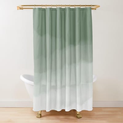 Rideau de douche Ombré Aquarelle Vert Sauge Tissu Polyester Imperméable Rideaux de Douche Modernes Décor de Salle de Bain Avec 12 Crochets W60H190(CM)-1 Pcs gray
