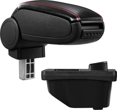 Armsteun-Peugeot 308 I-SW-CC-kunstleer-zwart+rood stiksel