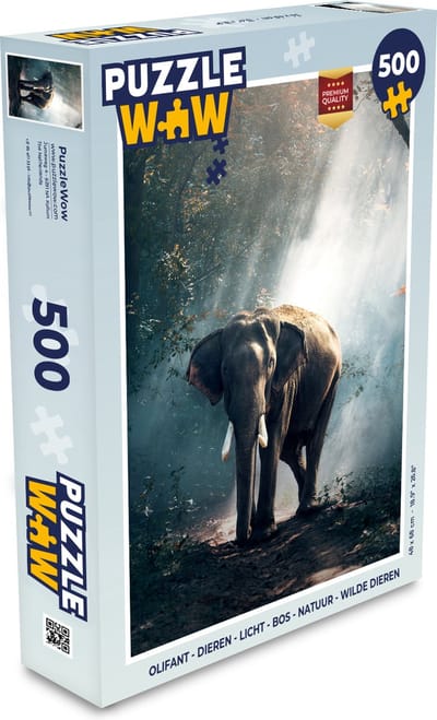 Puzzel Olifant - Dieren - Licht - Bos - Natuur - Wilde dieren - Legpuzzel - Puzzel 500 stukjes