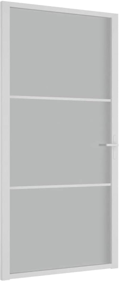 Binnendeur Matglas - Glasdeur Aluminium - Kamer Overgang - Sierlijke Vormgeving - 102x201 cm - Wit