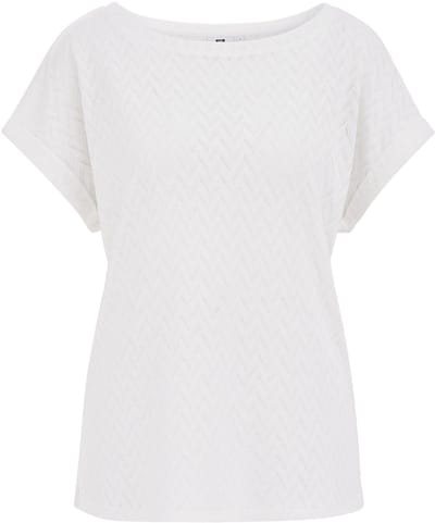 WE Fashion Dames T-shirt met open structuur