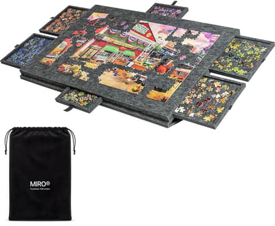 MIRO® Puzzeltafel 1000 Stukjes – Puzzelmap met 6 Sorteerlades - Kantelbare Standaard & Opbergtas – Grijs