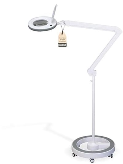 LED Vergrootlamp met Glazen Lens en Rolstandaard voor Cosmetisch en Handwerk