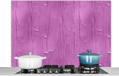 Spatscherm Keuken - Kookplaat Achterwand - Spatwand Fornuis - 120x80 cm - Patronen - Verf - Paars - Aluminium - Wanddecoratie - Muurbeschermer - Hittebestendig