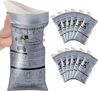 12 x Noodauto urinezakken - Wegwerp urinefles - 700 ml - Noodreis toilet urinezak - Lekvrij - Hoge absorptie - Geschikt voor auto, reizen