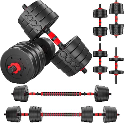 Verstelbare Halters - Halterset Gewicht - Thuis Krachttraining - 2-in-1 Halter Barbell - 30 kg - Zwart