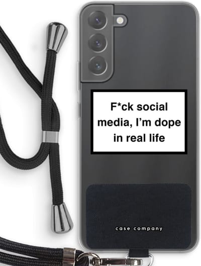Case Company® - Hoesje met koord geschikt voor Samsung Galaxy S22 Plus hoesje met Koord - I'm dope - Telefoonhoesje met Zwart Koord - Bescherming aan alle Kanten en Over de Schermrand