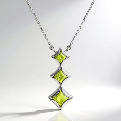 Cavill - 925 Sterling Zilver Halsketting - Platina Verguld - 0,85 ct Madagascar Sfeen - Prinsessenslijp Edelsteen - Modern Elegante Damessieraden