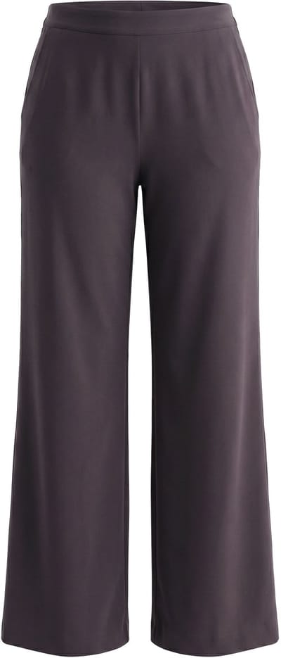 Ulla Popken - Dames - Pantalon wijde rechte pijp elastische tailleband - Mahonie - Maat 44