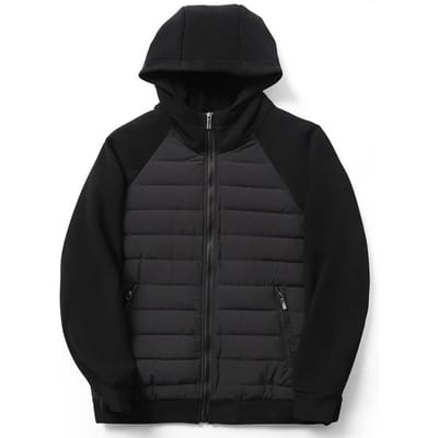 Heren Herfst Dons Herfst en Winter Donsjack Effen Kleur Eenvoudige Splicing Losse Jas met Capuchon L black