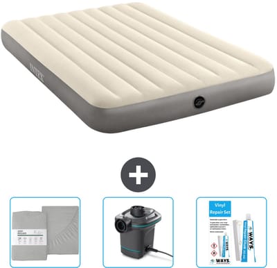 Intex Luchtbed - 2-Persoons - 152 x 203 x 25 cm - Beige - Inclusief Hoeslaken - Pomp en Reparatieset