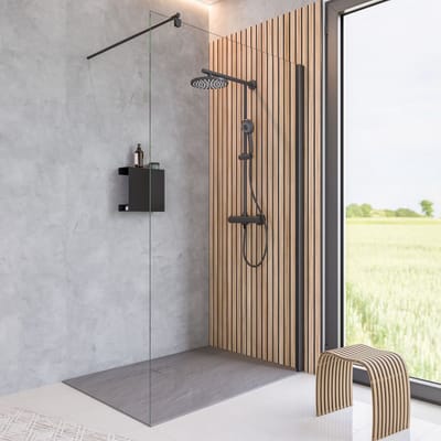 Schulte douchewand - inloopdouche - Style - 80x190cm - transparant glas - Antikalk - mat zwart profiel
