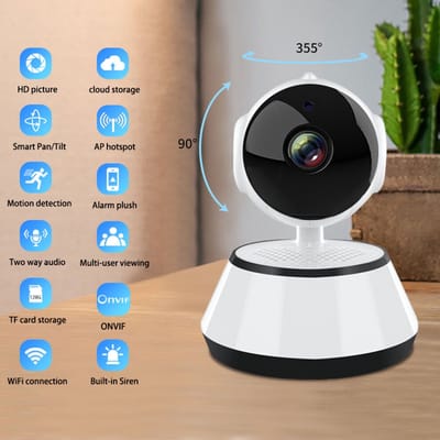 1080p wifi-beveiligingscamera, geschikt voor binnen- en buitengebruik.