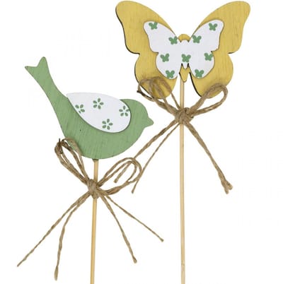 Plug vogel vlinder, hout decoratie, plant plug lente decoratie groen,