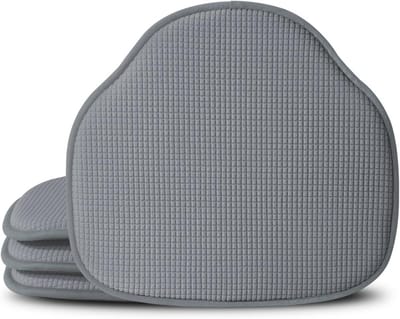 Grijze Keuken Kussens voor Eetkamerstoelen - Antislip Zitkussens met Foam en Textuur, Set van 4 (43 x 39 cm)