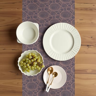 ABAKUHAUS Moderne Tafelloper – Geometrisch – 40×180 cm – Bleek Aubergine-Perzik