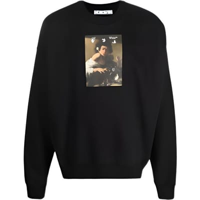 OFF-WHITE Caravaggio Jongen Crewneck Sweatshirt Zwart Heren Streetwear OMBA054F21FLE0101084 M gray