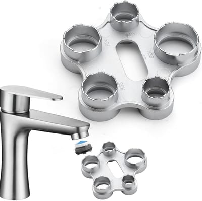 5-in-1 Kraanmoersleutel voor Universele Aerator, Geschikt voor M18 M20 M22 M24, Ideaal voor Keuken en Badkamer, Inclusief Service Sleutel en Jet Regulator