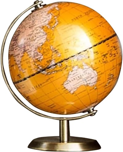 Wereldbol Decoratie - Desktop Ornament - Kantoor Decoratie - Gedetailleerde Cartografie - 9x15x19cm - Goud