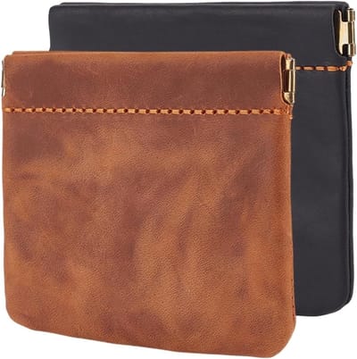 Tweekleurige lederen portemonnee van 12 x 10,2 cm met drukknoopsluiting, lippenstiftvak en kleingeldvak voor dames en heren