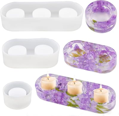 Siliconen Kandelaar Mallen Set voor DIY Woondecoratie - 3 Stuks Theelicht Kaarshouders