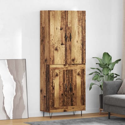 vidaXL - Highboard - 2 - st - Oudhout - 69,5 - x - 34 - x - 180 - cm - Bewerkt - hout