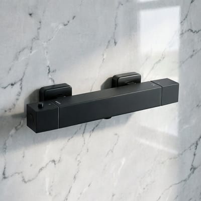Auralum Max Thermostatische Douchekraan - Hartafstand 15 Cm - Incl 38°c Veiligheidsslot - Douchethermostaat - Waterbesparend - Zwart