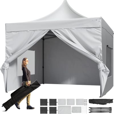 Partytent waterdicht - Paviljoen - luifel tent met zijwanden - luxe tuintent - easy up - stevige party tent 3 x 3 m - kwalitatief - wit