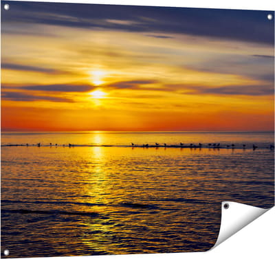 Gards Tuinposter Zonsondergang in de Zee - 100x80 cm - Tuindoek - Tuindecoratie - Wanddecoratie buiten - Tuinschilderij
