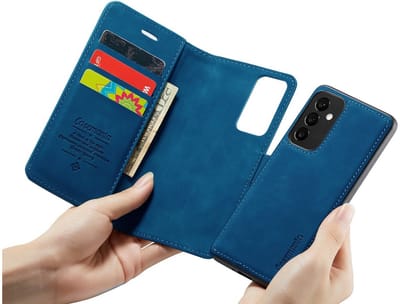 CaseMania Bookcase hoesje geschikt voor Samsung Galaxy A53 - Effen Donkerblauw - Kunstleer - 2-in-1 Magnetisch Uitneembaar Design