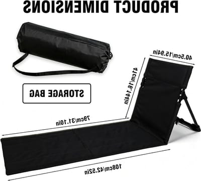 Comfortabele Vouwbare Zitmat met Rugleuning voor Strand, Camping en Picknick - Lichtgewicht en Praktisch voor Buitengebruik, Zwart, 108 x 40.5 cm