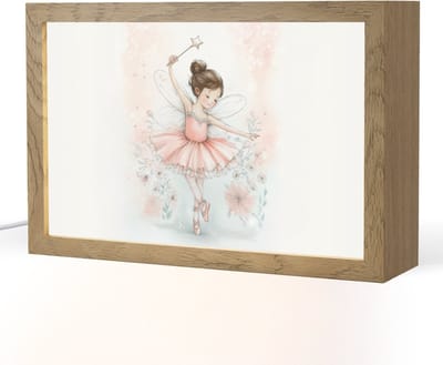 Nachtlampje 30x20 cm - Kinder lampje - Ballerina - Fee - Roze - Tafellamp kinderkamer - Slaapkamer lamp - Bedlamp kinderen - Kinderlampje stopcontact - Wandlamp babykamer - Nachtlampjes