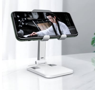 Togadget® - opvouwbare draaibare desktop telefoon houder - Tablethouder - Telefoon Tablet Houder - Opvouwbaar en Verstelbaar - Wit