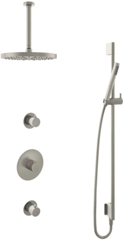 Hotbath Buddy - Inbouw Regendoucheset - 2 Stopkranen - Thermostatisch - Plafondbuis 30 cm - Hoofddouche 300 mm - Staafhanddouche - Glijstang 900 mm - Waterbesparend - V02