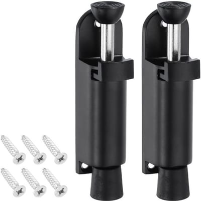 Deurstopper Veerbelast - Antislip Rubberen Voet - Zinklegering - Inclusief Bevestigingsschroeven - Set van 2 - Afmetingen 112 mm - Deurstoppers