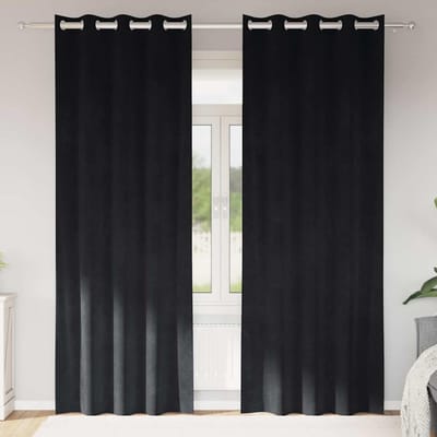 vidaXL - Zwarte - Verduisteringsgordijnen - met - Oogjes - 2 - stuks - Zwart - Velvet