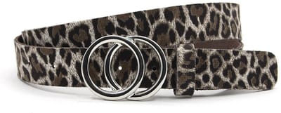 Dames riem beige - Leren jeans riem 3cm met luipaardprint - Leer - Jeans riem - Casual - Maat 100