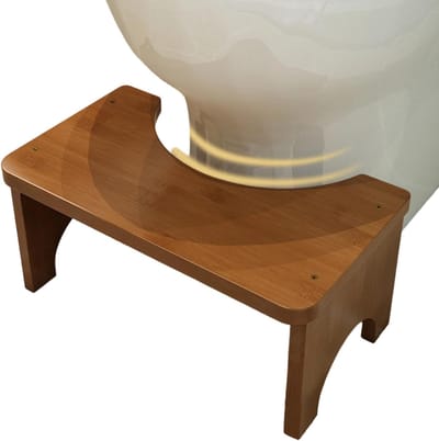 WC Voetenbank - Toilet Kruk - Comfortabel Zitten - Natuurlijke Houding - 37x20x17 cm - Houtkleur