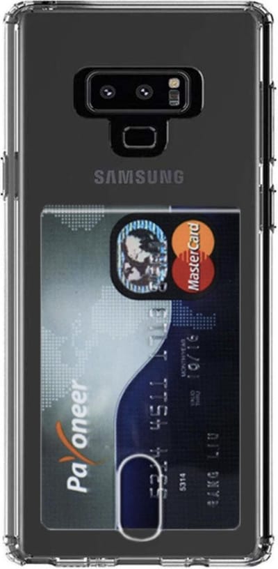 Geschikt voor Samsung Galaxy Note 9 Card Backcover | Transparant | Soft TPU | Shockproof | Pasjeshouder | Wallet