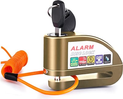 VINZ Elbroes Schijfremslot Alarm / Remschijfslot met alarm – 6 mm - Brons