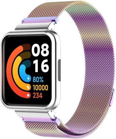 By Qubix - Milanese bandje met case - Multicolor - Geschikt voor Xiaomi Redmi Watch 2 (Lite)