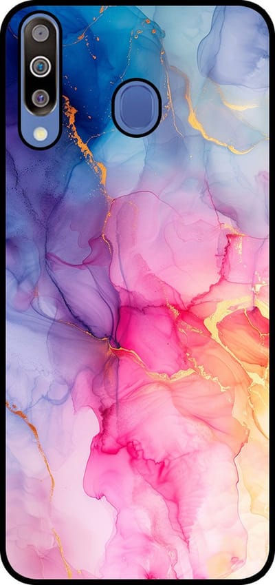 Smartphonica Telefoonhoesje Geschikt voor Samsung Galaxy M30 met marmer opdruk - TPU backcover case marble design - Regenboog geschikt voor Samsung Galaxy M30