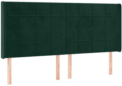 vidaXL - Hoofdbord - met - randen - 203x16x118/128 - cm - fluweel - donkergroen