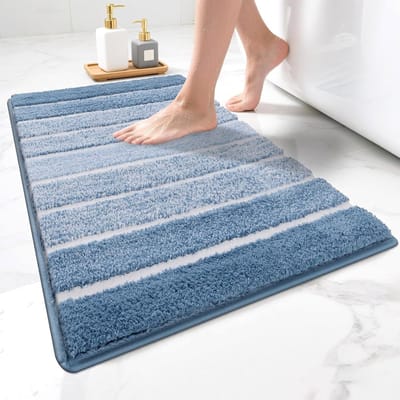 Blauwe Badmat 45x65cm Antislip, Absorberend en Machinewasbaar, Zachte Badkamer Tapijt voor Comfort en Veiligheid