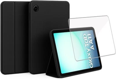 ChiGuard Hoesje & Screenprotector geschikt voor Samsung Galaxy Tab A11 Hoesje – Gehard Glas - Shock Proof Hoesje – Smart Cover - Zwart