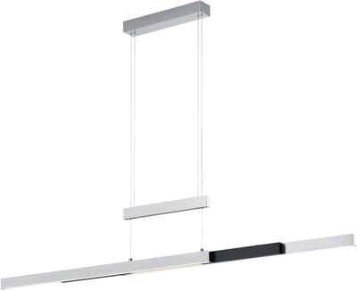TRIO TRAJAN - Hanglamp - Aluminium geborsteld - Zwart mat - incl. 1x SMD 45W - Hoogte en lengte verstelbaar - Touch dimmer - Traploos instelbare lichtkleur - Verlichting omhoog en omlaag