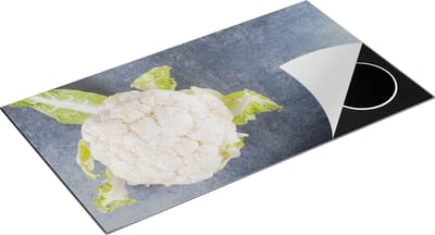 Chefcare Inductie Beschermer Bloemkool op Grijze Marmer - 95x50 cm - Afdekplaat Inductie - Kookplaat Beschermer - Inductie Mat
