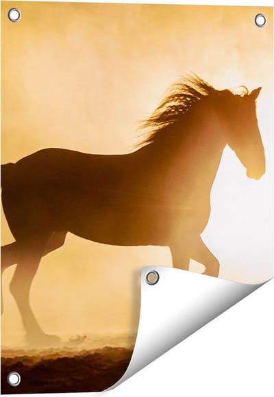 Gards Tuinposter Silhouet van een Paard - 40x50 cm - Tuindoek - Tuindecoratie - Wanddecoratie buiten - Tuinschilderij