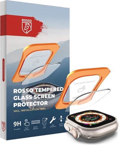 Rosso Screenprotector Geschikt voor Apple Watch Ultra 3/2/1 | Gehard Glas | Beschermglas | Glasplaatje | Case Friendly | Met Installatietray | Eenvoudige montage